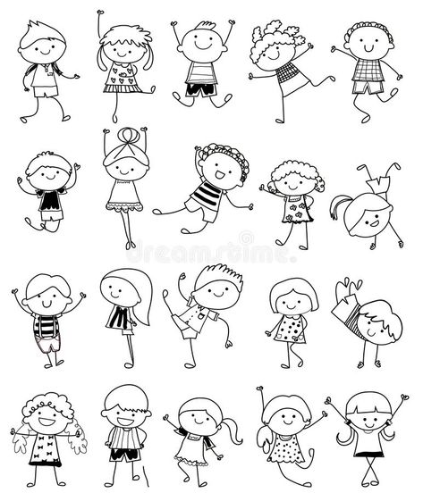 Kids Figure Drawing, People Doodles Simple, Doodle Art People, Easy Drawing People, Stick People Drawings, Group Of People Drawing, Cute Stick Figure Drawings, Stickman Animation, Easy People Drawings