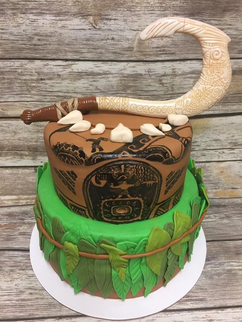 Moana (Maui) Themed cake by Alaskan Cake Walk #AlaskanCakeWalk Maui Birthday Cake, Moana Birthday Cake, Moana Theme Birthday, Moana Cake, Moana Themed Party, Moana Birthday Party, Moana Party, Moana Birthday, Luau Birthday