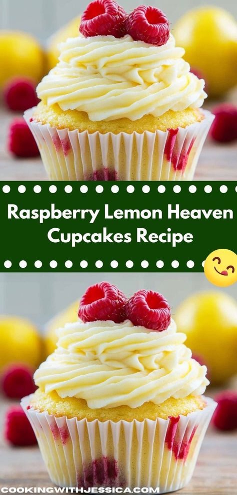 Looking for a fun baking project? Try these Raspberry Lemon Heaven Cupcakes, featuring a delightful flavor combination and effortless preparation. Perfect for kids and adults alike, they make any occasion feel festive. Raspberry Lemon Cupcakes, Jam Cupcakes, Lemon Heaven, Fruity Cupcakes, Lemon Cupcake Recipe, Raspberry Frosting, Lemon Frosting, Lemon Cupcakes, Raspberry Filling