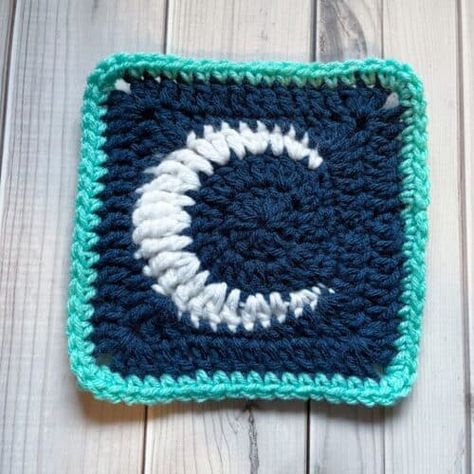 Moon Granny Square Pattern - thecaffeinatedsnail.com Moon And Star Granny Square Pattern, Free Moon Granny Square Pattern, Moon Granny Square Crochet Pattern Free, Moon Square Crochet, Cloud Granny Square Pattern, Fun Granny Squares Crochet Free Pattern, Crescent Moon Granny Square, Sun Granny Square Crochet Pattern, Witch Granny Square