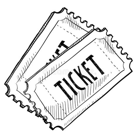 Concert or event ticket drawing royalty free illustration Ticket Illustration, Theatre Symbol, Theatre Drawing, Ticket Cinema, Ticket Drawing, Movie Ticket, Cinema Ticket, Ticket Design, Doodle Style