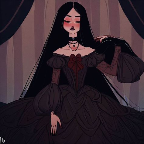 Witch X Princess, Evil Princess Character Design, Dark Princess Art, Queen Oc Art, Royalty Art, Evil Queen Character Design, Dark Queen Dress Drawing, Gothic Illustration, Dark Princess Aesthetic