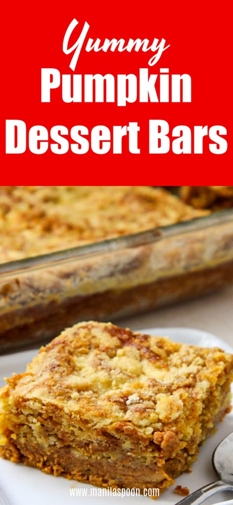 Bars With Cake Mix Easy, Pumpkin Bar Cookies, Pumpkin Dessert Bars, Pumpkin Pie Cheesecake Bars, Holiday Desserts Thanksgiving, Spiced Pumpkin Pie, Dessert Thanksgiving, Easy Pumpkin Dessert, Favorite Holiday Desserts