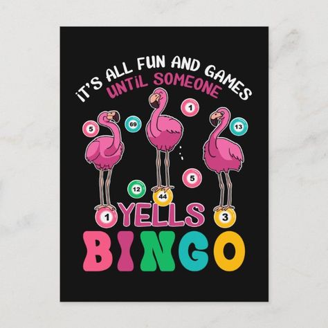 Flamingo Bingo Funny Postcard Flamingo Bingo, Bingo Funny, Funny Postcards, Bingo, Flamingo, Created By, Stars, Funny