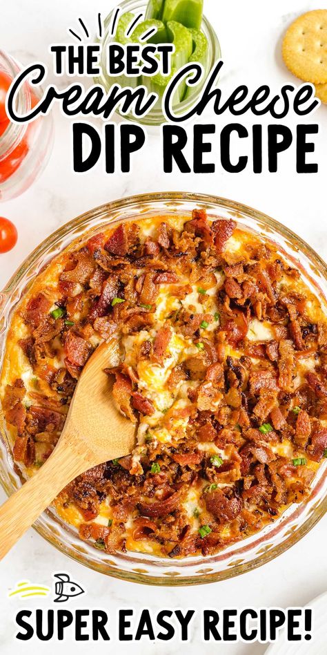 Bacon Cheddar Cream Cheese Dip, Bacon Dip Recipes, Cream Cheese Recipes Dip, Cream Cheese Appetizer, Cheese Dip Recipe, Cream Cheese Dip, Cheese Cheddar, Delicious Dips Recipes, Bacon Dip