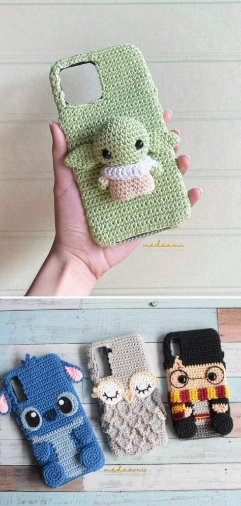 Amigurumi Crochet Free Pattern, Crochet Phone Cover, Crochet Free Patterns, Crochet Phone Cases, Crochet Mobile, Crochet Case, Pola Amigurumi, Crochet Pouch, Fun Crochet Projects