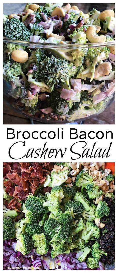 Broccoli Bacon Cashew Salad Recipe International Salads, Broccoli Cashew Salad, Broccoli Cashew, Cashew Salad, Salad Broccoli, Country Cafe, Broccoli Bacon, Sweet Dressing, Side Salad Recipes