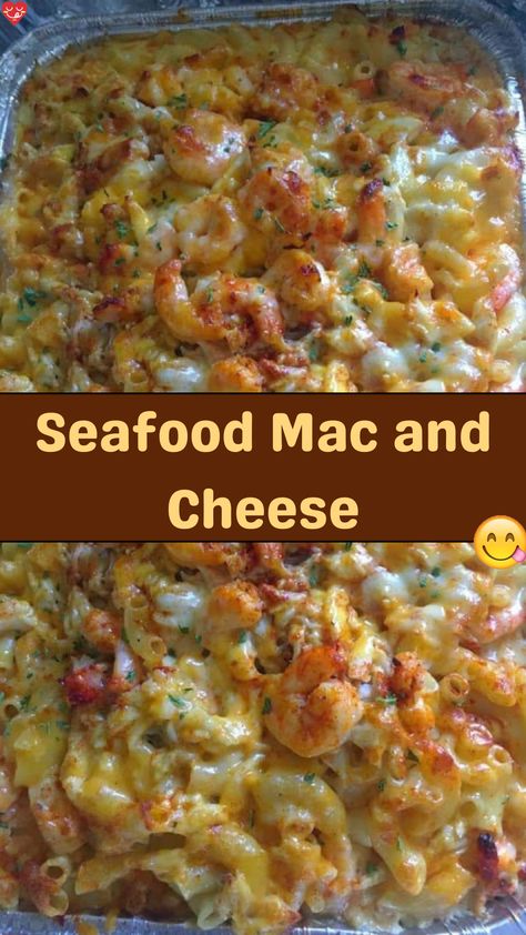 Seafood Mac and Cheese is a luxurious twist on the classic comfort food, combining tender macaroni with succulent shrimp and crab meat in a creamy, cheesy sauce. Topped with a crispy layer of Panko bread crumbs and mozzarella, this dish is perfect for seafood lovers looking to indulge in a rich, flavorful meal. Crab And Shrimp Recipe, Seafood Casserole Recipes, Seafood Mac And Cheese, Crab Mac And Cheese, Lobster Dishes, Seafood Pasta Recipes, Mac Cheese Recipes, Cooking Seafood, Panko Bread Crumbs