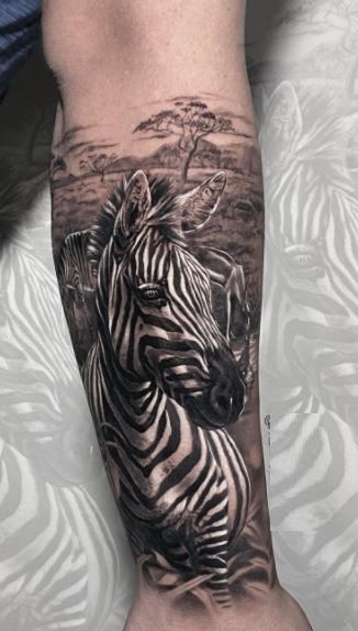 Zebra Tattoo, African Sleeve Tattoo, Zebra Tattoos, Rhino Tattoo, Jungle Tattoo, Unique Half Sleeve Tattoos, Africa Tattoos, Animal Sleeve Tattoo, Gorilla Tattoo