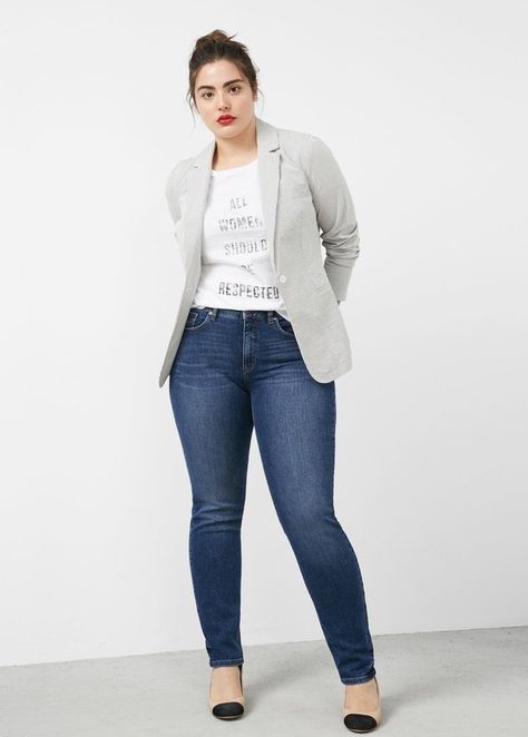 17 Sites For Plus-Size Jeans And Shorts That Are Stylish And Affordable Outfits For Average Size Women, Outfit Ideas For Chubby Girls, Average Size Women, Confident Outfit, Workwear Outfits, Jeans Outfit Ideas, Outfits Gorditas, Plus Size Workwear, Upscale Fashion