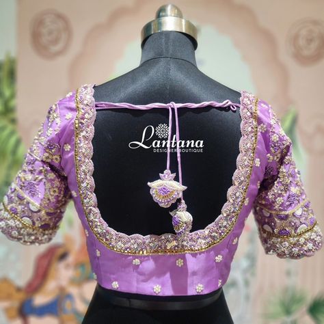 This intricate blouse is made for our beautiful client, Priyanka Reddy, for her engagement. The saree is in a light lavender color with silver zari We have designed the blouse with self-sequins, silver zardozi, pearls, and self-colored threads. . . . . #bridalembroidery #bridalblouseideas #bridetobe #engagementblouse #blouseideas #bridalblousedesigners #bridalblousestudio #lavenderblouse #weddingblouses #aariwork # maggam Lavender Color Blouse Designs, Lavender Blouse Designs Latest, Silver Zari Blouse Designs, Lavender Saree Blouse Designs, Silver Work Blouse Designs, Lavender Blouse Design, Silver Blouse Designs, Ben White, Blue Blouse Designs