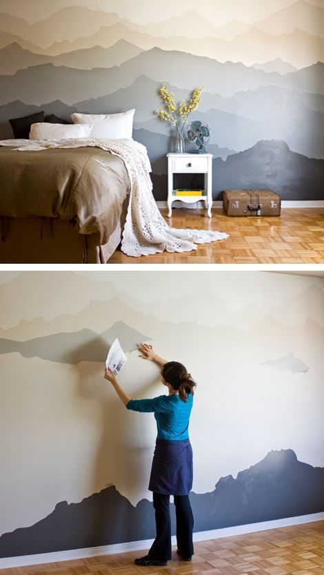 Mountain Bedroom, Design Ložnic, Koti Diy, Mountain Mural, Diy Wall Painting, Bedroom Murals, Dekor Diy, Design Del Prodotto, Art Kids