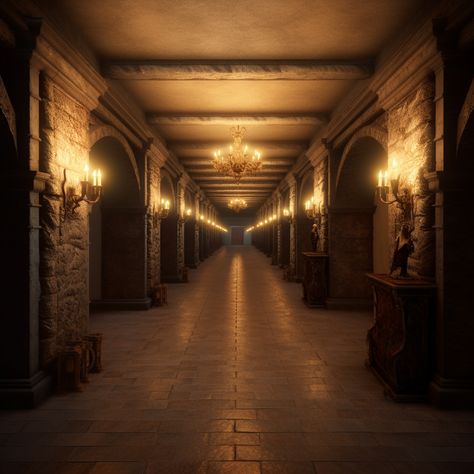 Kings Chambers Fantasy Art, Castle Interior Hallway, Palace Room Aesthetic, Secret Passageways Aesthetic, Fantasy Corridor, Old Palace Aesthetic, Medieval Hallway, Fantasy Hallway, Castle Hallway