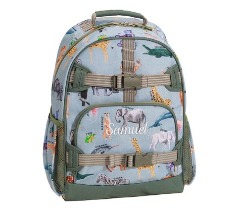 Mackenzie Brendan Safari Animals Backpacks | Pottery Barn Kids Pottery Barn Kids Backpack, Personalized Backpack Kids, Animal Backpacks, Kids Backpack, Insulated Lunch Box, Boys Backpacks, Recipe For Mom, Small Backpack, Polyester Yarn