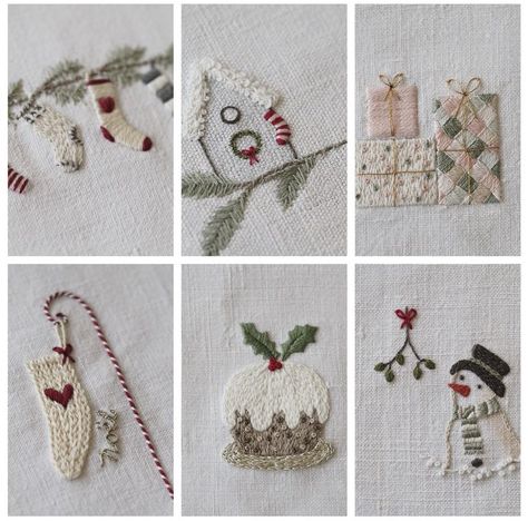 Heirloom Christmas, Advent Crafts, Winter Embroidery, Sewing Details, Miniature Embroidery, Felt Crafts Christmas, Embroidery Wall Art, Christmas Embroidery Patterns, Christmas Embroidery Designs