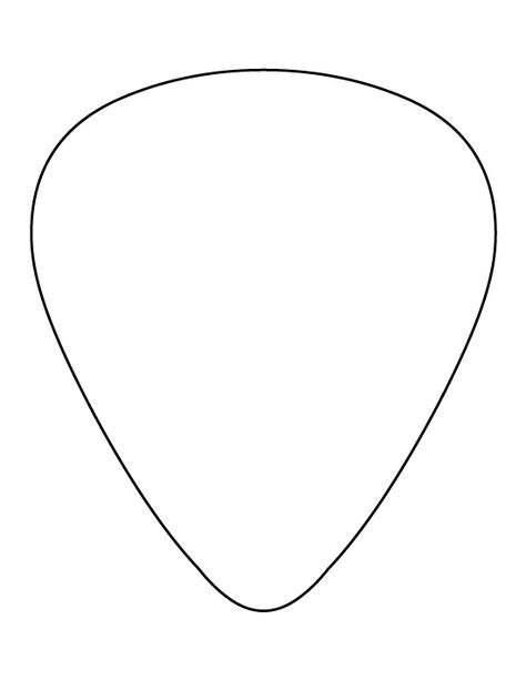 Guitar pick pattern. Use the printable outline for crafts, creating stencils, scrapbooking, and more. Free PDF template to download and print at http://patternuniverse.com/download/guitar-pick-pattern/ Guitar Stencil Free Printable, Printable Guitar Template, Guitar Pick Tattoo Ideas, How To Make Guitar Picks, Guitar Pick Crafts, Guitar Template Free Printable, Guitar Pick Drawing, Diy Guitar Pick, Guitar Picks Crafts