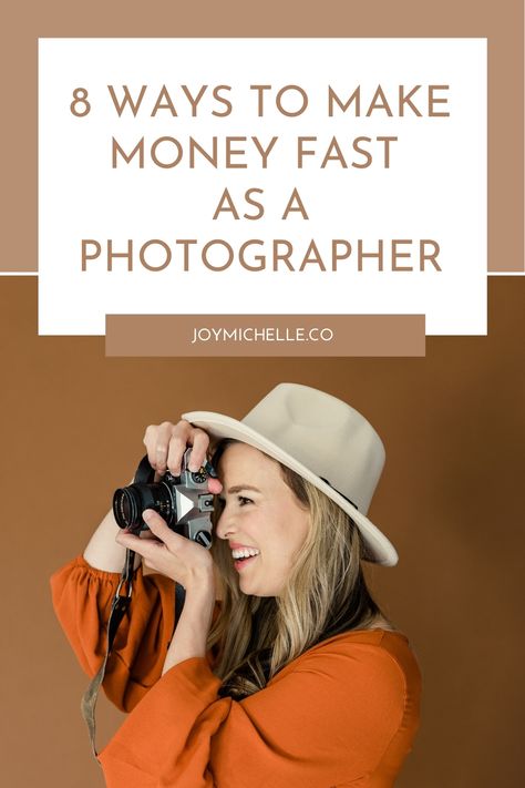 Let's go over some ideas on how to make money in your photography business now! There will be times in your photography career where you may decide “I need to make some fast cash” and that’s why I’m sharing 8 ways to make money FAST as a photographer. Whether you are saving up for that next camera body or lens, or you want to invest in some new education, or maybe you just NEED the money to pay some bills...having these tips in your back pocket can be SO great. Make Money As A Photographer, Photography Career Ideas, Promoting Photography Business, Photography Specials Ideas, How To Become Photographer, Freelance Photography Ideas, Photography Fundraiser Ideas, How To Sell Photography, How To Start Photography Business