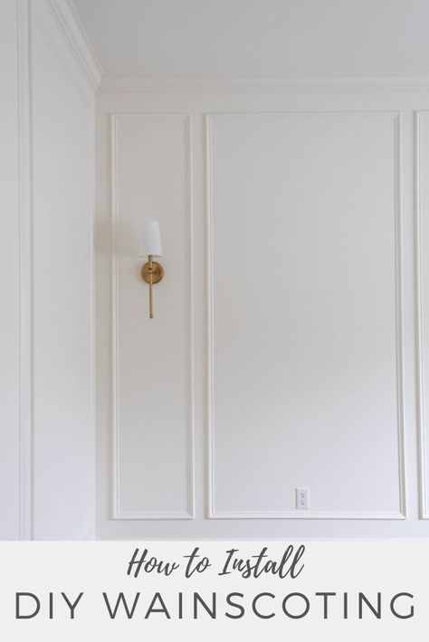 This tutorial for how to install wainscoting trim will give you the steps to create a beautiful room. While wainscoting might seem like a difficult task, we'll break down the steps so you can tackle this DIY wainscoting project easily. Diy Wainscoting Office, Horizontal Molding On Walls, Wainscoting How To, Wainscoting Styles Living Room, Wainscoting Before And After, Easy Wall Molding Ideas, Wainscoting Trim Ideas, How To Do Wainscoting, Wainscoting Spacing