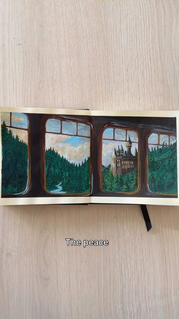 Nurzhan gouache artist on Instagram: "Hogwart’s Castle a view from the train Wanted to paint one of my favorite movies scene Harry Potter especially the landscape. It turned pretty nice despite I didn’t have a reference. I just draw it from my mind. The full video of this work you can watch on my YouTube channel by clicking the link on my bio #gouache #gouachepainting #paintingideas #harrypotter #harrypotterart #hogwarts #hogwartsexpress" Harry Potter Gouache Painting, Hogwarts Painting, My Favorite Movies, Harry Potter Scene, Hogwarts Express, Drawing Inspo, Harry Potter Art, Gouache Painting, Artist On Instagram