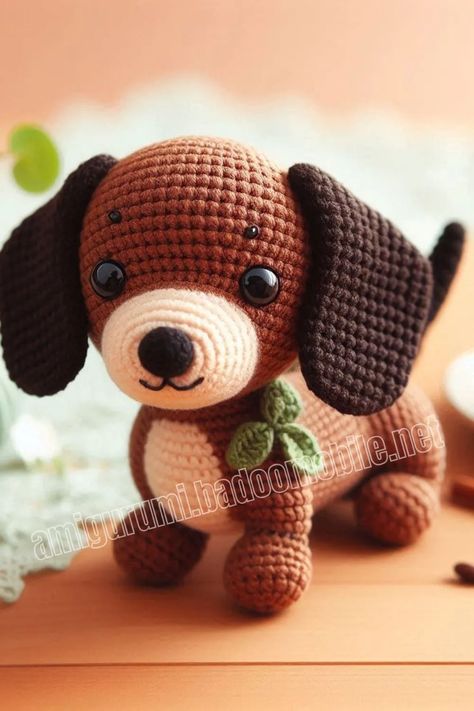 Amigurumi Cute Dog Free Pattern-4 – Free Amigurumi Crochet Dachshund Crochet Pattern Free, Crochet Project Free, Dachshund Pattern, Crochet Toys Free Patterns, Knitting Needle Case, Crochet Toys Free, Crochet Teddy Bear Pattern, Dog Doll, Crochet Panda