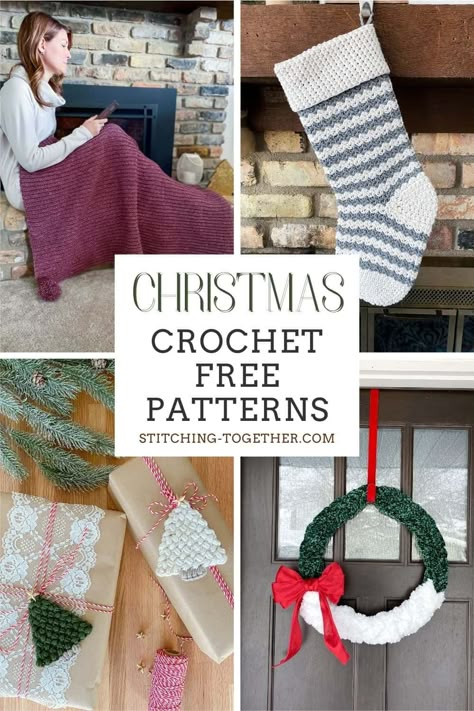 Christmas Crochet Patterns British Crochet Patterns, Christian Crochet Ideas, Holiday Crochet Patterns Free, Chunky Yarn Knitting, Easy Christmas Crochet, Crochet Patterns For Christmas, Christmas Crochet Projects, Yarn Scarves, Free Christmas Crochet