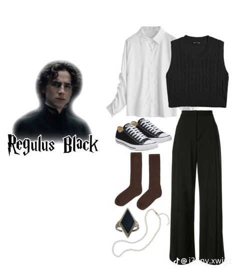 Marauders era Regulus Black Clothes, Regulus Black Inspired Outfits, Regulus Outfits, Regulus Black Cosplay, Regulus Black Outfit Aesthetic, Marauders Outfit Ideas, Marauders Inspired Outfits, Regulus Black Outfit, Marauders Cosplay