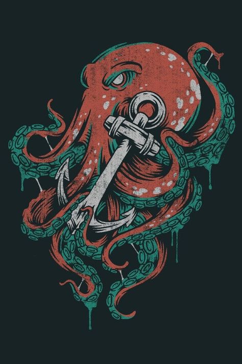 Octopus Heart, Kraken Art, Octopus Tattoo Design, Vintage Octopus, Octopus Print, Octopus Art, Spring Ideas, Key West Florida, Stock Art