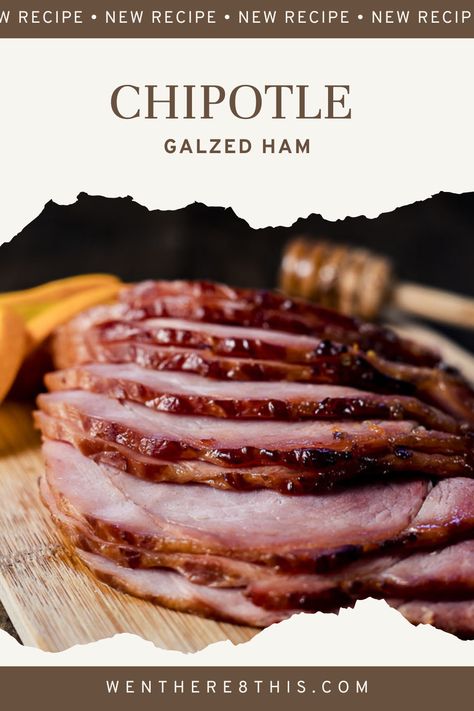 This Honey Baked Ham is slathered in honey & butter, baked to juicy perfection, coated in an orange chipotle glaze and broiled until sticky and caramelized. Easy Ham Glaze, Maple Glazed Ham, Pumpkin Sausage, Ham Glaze Brown Sugar, Whole Ham, Easter Meal, Slow Cooker Turkey Breast, Ham Glaze Recipe, Honey Glazed Ham