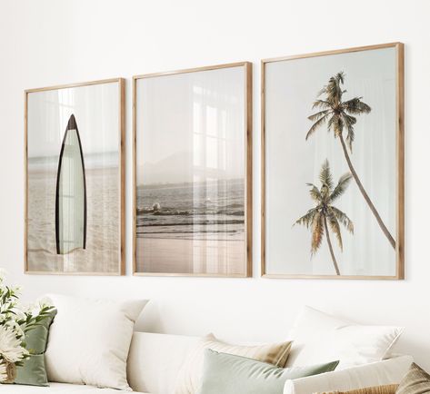 Set 3 Beach Photo Modern Coastal Print Large Beach Poster Ocean Beach Life Photo Pastel Surf Home Decor Tropical Wall Poster Surfboard Print Coastal Photography Wall Art, Coastal Casual Living Room, Surf Home Decor, Surf Home, Surfboard Print, Surf Prints, Beachy Wall Art, Modern Beach Decor, Beach Abstract