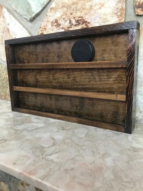 Diy Display Shelf, Hockey Puck Display, Belt Buckle Display, Old Fence Boards, Hockey Room, Boys Hockey, Rustic Tv Stand, Wooden Wall Shelves, Sports Wall