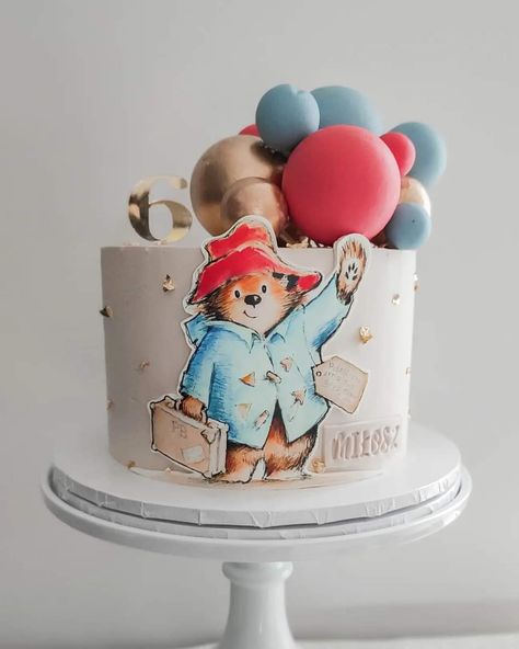 Paddington First Birthday, Paddington Invitation, Paddington Bear Cupcakes, Paddington Bear Baby Shower Ideas, Paddington Bear Birthday Party, Paddington Birthday Party, Bear Cake Ideas, Paddington Bear Cake, Sixth Birthday Cake