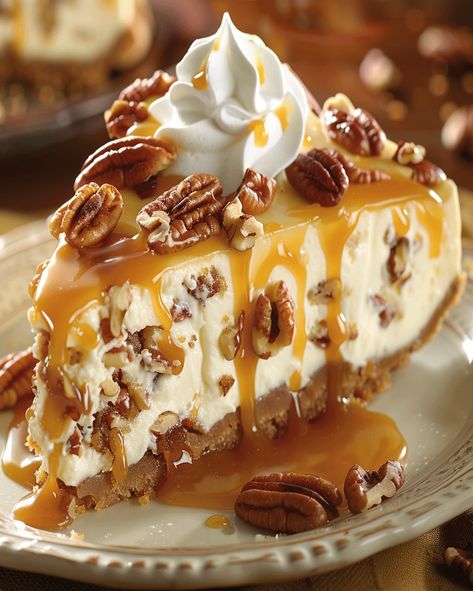 Creamy Caramel Cheesecake, Pecan Caramel Cheesecake, Cheesecake Delight, Caramel Cheesecake Recipes, Chocolate Cheesecake Bites, Caramel Pecan Cheesecake, Cheesecake Caramel, Pecan Cheesecake, Pecan Topping