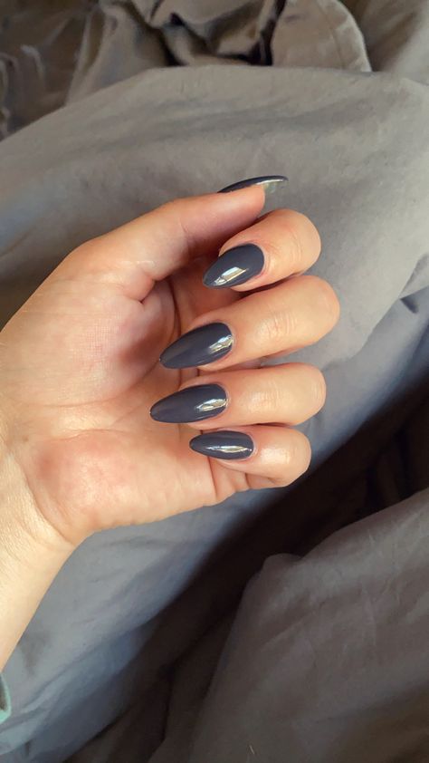 Charcoal Acrylic Nails, Gray Nails Almond, Charcoal Nails, 2023 Nails, Gray Nails, Winter 23, Nails 2023, Nails Desing, Nail Inspiration