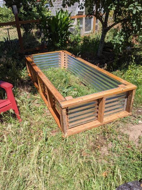 DIY Raised Garden Bed with Aluminum Roofing: A Sustainable and Affordable Option for Your Garden Raised Garden Beds Diy Galvanized, Diy Tin Raised Garden Beds, Diy Metal Garden Bed, Raised Garden Beds With Cover, Galvanized Steel Raised Garden Beds, Cinderblock Raised Garden Beds, Aluminum Roofing, Diy Raised Garden Bed, My Future Self