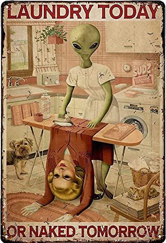 Laundry Today Or Naked Tomorrow, Salon Simple, Bathroom Posters, Aliens Funny, Funny Bathroom Decor, Retro Sign, Eid Al Adha, Bathroom Humor, Room Signs