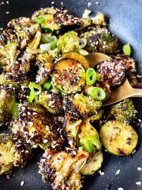 Broccoli Roasted Recipes, Miso Broccoli Recipes, Zucchini And Broccoli Recipes, Broccoli Zucchini Recipes, Broccoli And Zucchini Recipes, Miso Zucchini, Roasted Broccoli And Zucchini, Miso Vegetables, Vegan Roasted Broccoli