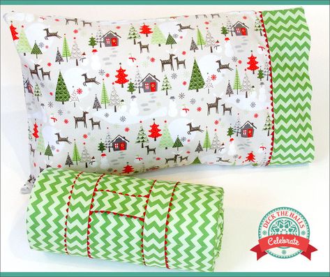 Sleepover Bag with Matching Pillowcase in Holiday Flannel & Cotton | Sew4Home Cozy Sleepover, Holiday Flannel, Sleepover Bag, Sewing Cushions, Christmas Sewing Projects, Sleep Over, Christmas Flannel, Beginner Sewing, Fabric Pen