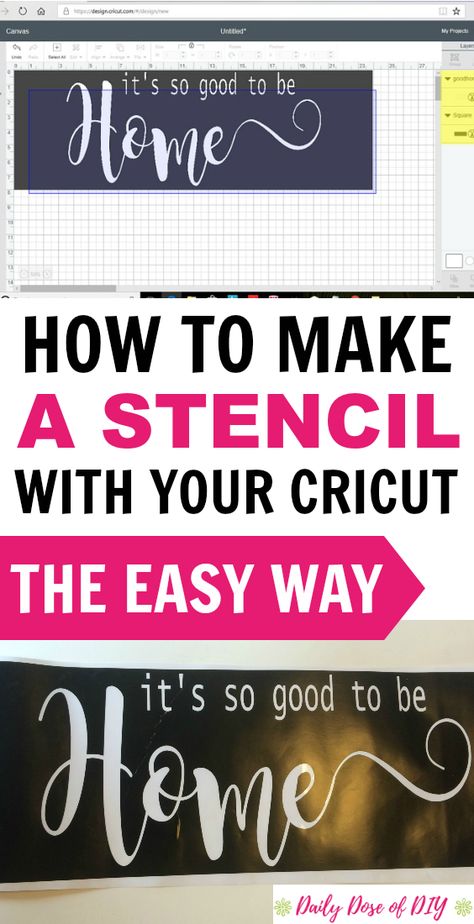 DIY Tutorial on How to make a Stencil in Cricut Design Space.  Use stencils for your cricut projects such as painting signs, canvas or walls. #cricut #stencils Make A Stencil, Cricut Air 2, Cricut Help, Cricut Stencils, Projets Cricut, How To Make Stencils, Cricut Projects Beginner, Circuit Projects, Painted Wood Signs