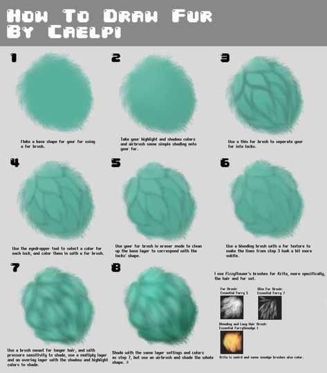 How to draw fur. I use krita with Fizzyflower's essentials brushes. How To Draw Fur Procreate, How To Draw Fur Clothes, How To Draw Fur On Clothes, Fur Shading Tutorial, Fur Rendering Tutorial, How To Draw Fur Coat, How To Color Fur, How To Shade Fur, How To Render Fur