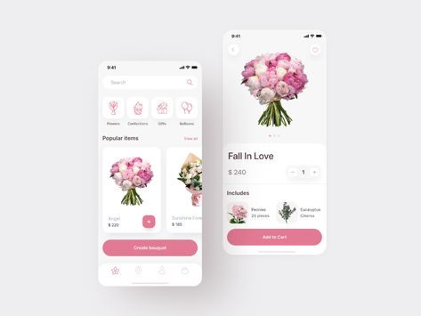 Flowers Delivery App Design by Оlga Pisareva for UKKO on Dribbble Flower Shop App Design, Web Flower Design, Florist App Design, Flowers Website Design, Flower Shop App, Delivery App Design, Flower Website, Delivery Flowers, Floral Website