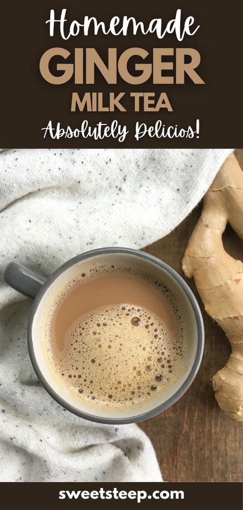 Ginger Chai Tea, Ginger Tea With Milk, Ginger Milk Recipe, Ginger Milk Tea Recipe, Chai Milk Tea, Ginger Milk Tea, Hot Milk Tea, Ginger Milk, Milk Tea Recipe