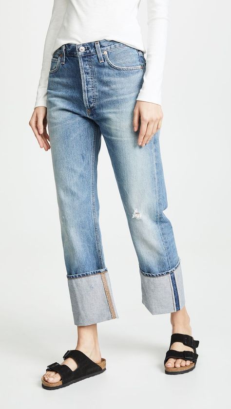 Cuffed Jeans Outfit, Women Fashion Edgy, Jean Trends, Cuffed Jeans, Citizens Of Humanity Jeans, French Women, Jeans Outfit, Jeans Online, Zara Jeans