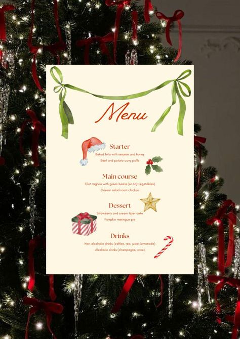 Christmas Drink Menu Design, Alcoholic Lemonade Drinks, Christmas Menu Template, Christmas Party Menu, Drink Menu Design, Christmas Service, Beef And Potatoes, Festive Cocktails, Potato Curry