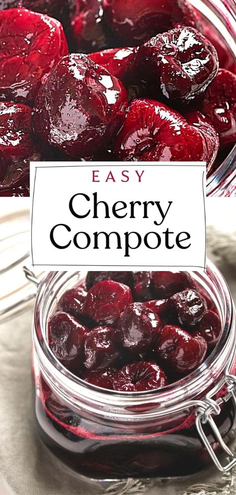 Love cherries? Then you'll love this sweet and tart cherry compote recipe! It's easy to make and perfect for topping pancakes, crepes, French toast, waffles, ice cream, and more. Plus, it's a great way to use up any leftover cherries you may have. Let's get cooking! Fresh Cherries Recipes Easy, Leftover Cherries, Savory Cherry Recipes, Cherry Compote Recipe, Waffles Ice Cream, Seasonal Vegan Recipes, Pancakes Crepes, Fresh Cherry Recipes, Brunch Board