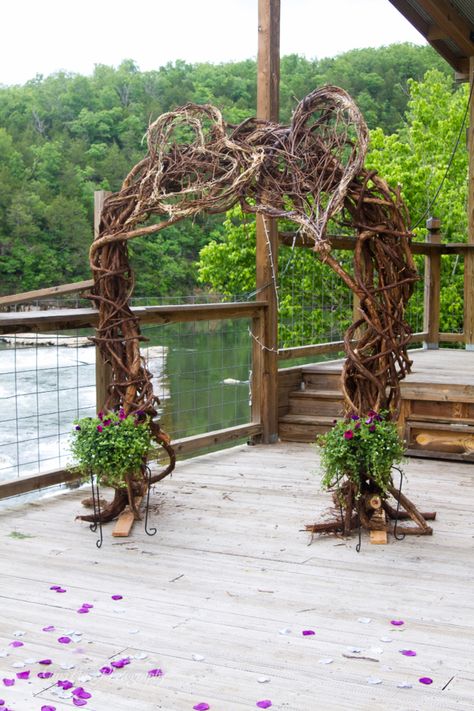 This Beautiful Hand-twisted Grapevine Arch was designed and created by Bruce Joice of southern Missouri. 2015 Grape Vine Archway Entrance, Farmhouse Wedding Arch, Grapevine Archway, Grapevine Arch, Wood Wedding Arches, Rustic Arbor, Wedding Archway, Wedding Arbors, Arch Decoration