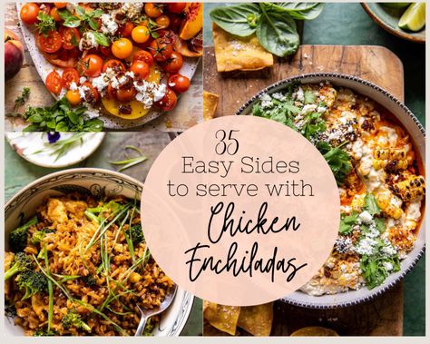 What to Serve with Chicken Enchiladas (35 Easy Sides) - The Hearty Life Scalloped Sweet Potatoes, Turkey Taco Salad, White Queso Dip, Mexican Rice Easy, Bean Chili Recipe, Corn Pasta, Mexican Salads, Avocado Tomato Salad, Meatball Recipe