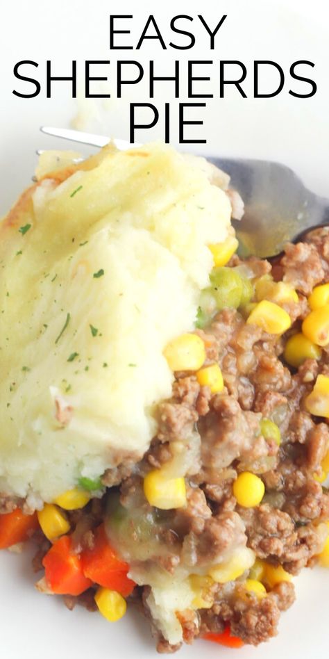 A delicious and tasty comfort food recipe, this easy shepherds pie will be ready for dinner in no time! #shepherdspie #groundbeef #dinnerrecipes Sheppards Pie Recipe, Shepards Pie Recipe, Easy Shepherds Pie, Shepherd's Pie Recipe, Meat Recipes For Dinner, Shepherds Pie Recipe, Beef Casserole Recipes, Shepherd's Pie, Ground Beef Recipes For Dinner