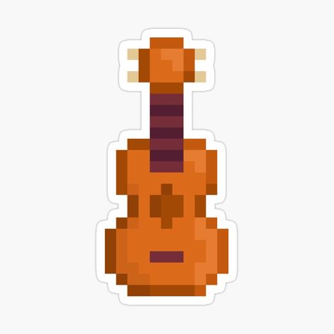 Guitar Pixel Art, Pixel Guitar, Drawing Of A Guitar, Pixel Art Sticker, Pixel Art Design, Minecraft Builds, Ukelele, Sticker Art, Ukulele