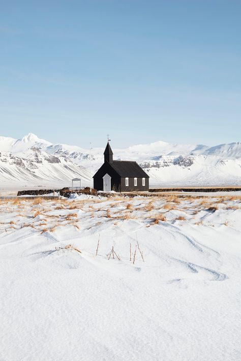 This 19th-century church is set on lava fields at Búðir in West Iceland, and hosts some 100 weddings a year. Jonathan gregson photography #iceland #church #snow Iceland Snow, Iceland Painting, Africa Nature, West Iceland, Iceland Vacation, Iceland Photography, Iceland Trip, Magic Places, Travel Iceland