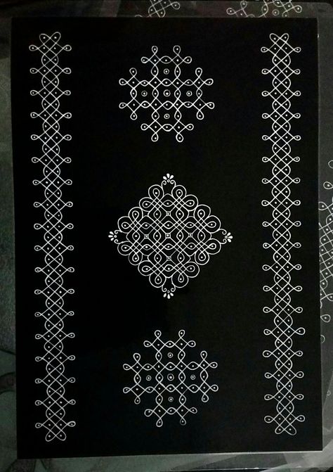 Handmade table mat Kolam Designs Border, Sikku Kolam Border Designs, Muggulu Borders Design, Border Kolam Design, Kolam Border Designs, Pulli Kolam Design, Kolam Border, Border Kolam, Traditional Rangoli